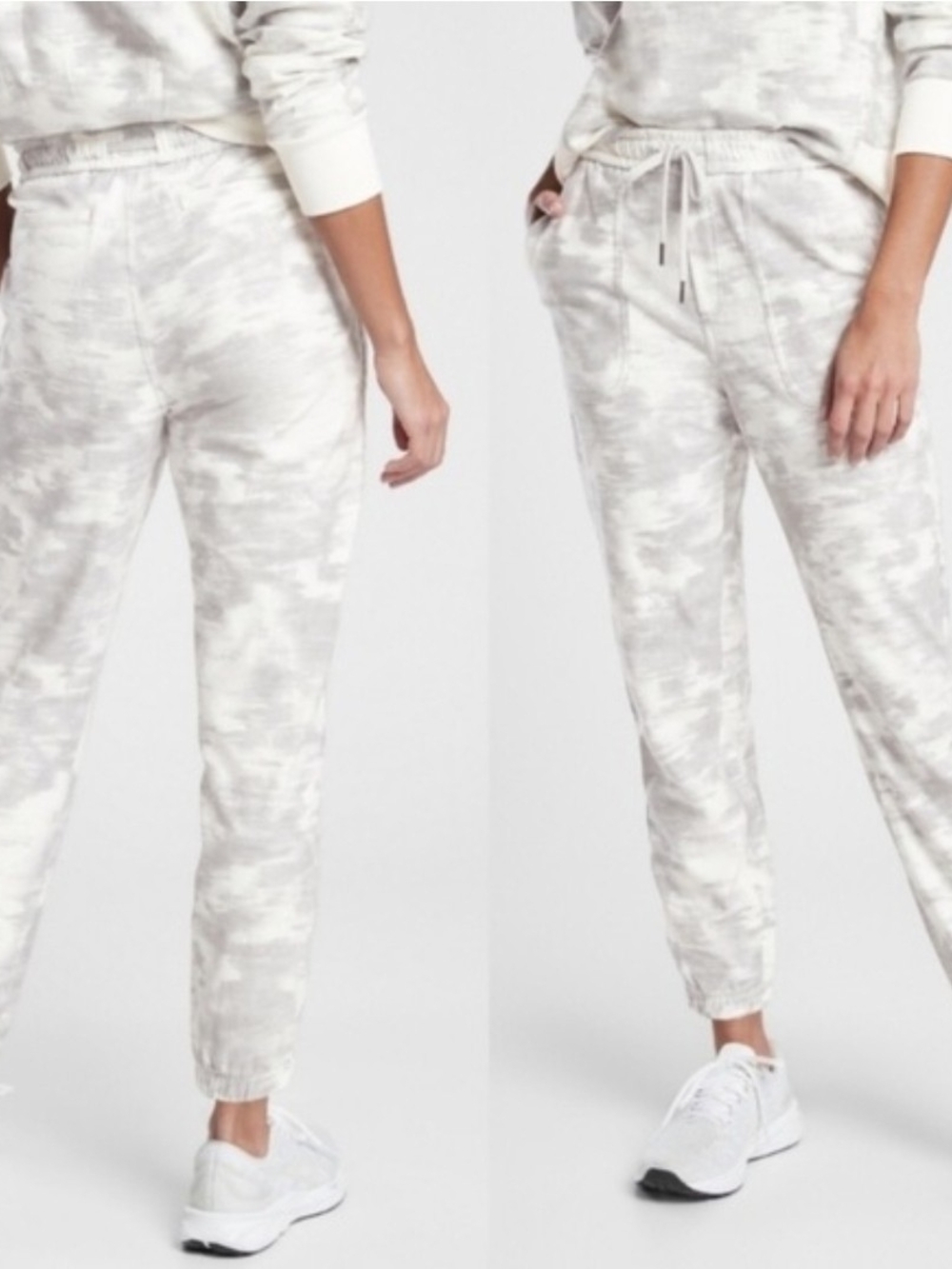 Athleta Farallon Jogger pants in a gray camouflage